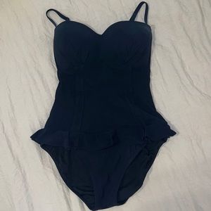 Peplum One Piece Swimsuit black size small